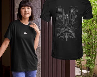 Koszulka z motywem pejzażu San Francisco | Koszulka streetwear z krajobrazem | Pamiątka SF