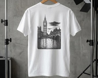 Koszulka z Londynem, koszulka z Big Benem, koszulka podróżna z Wielkiej Brytanii, prezent z Anglii, pamiątka z Wielkiej Brytanii, koszula Westminster