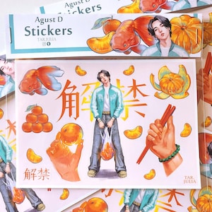 Hoja de pegatinas de Suga BTS Agust d Haegeum art ARMY