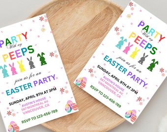 Ostereiersuche-Einladung, bearbeitbare Osterparty-Einladung, Osterparty-Einladungsvorlage, Hasen-Einladung, Ostereinladung