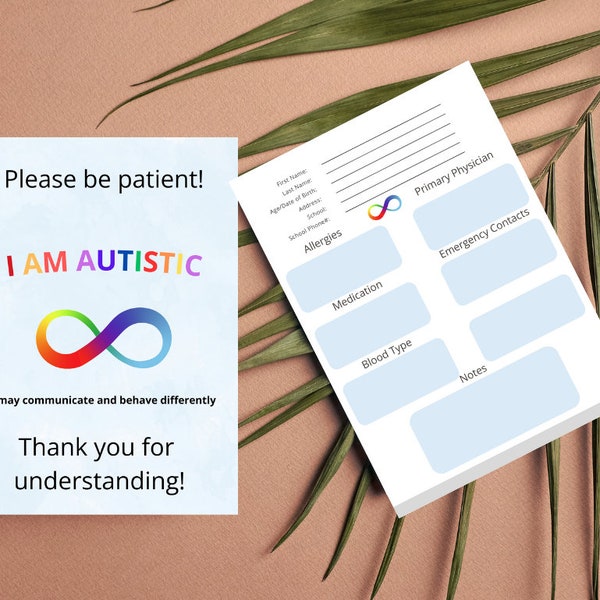 Autism Card, Autism ID Card, Autism Medical Card, Autism Alert Card, Editable PDF, Instant Digital Download - Autism Emergency Card