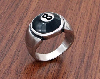 Silver 8 Ball Ring, Lucky 8 Ball Pool Ball Ring, Snooker Pool Silver Ring, Eight Ball Ring, Pool Ball Ring, Chunky Ring, Unisex Ring, Gifts