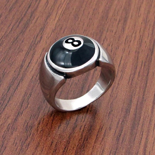 Silver 8 Ball Ring, Lucky 8 Ball Pool Ball Ring, Snooker Pool Silver Ring, Eight Ball Ring, Pool Ball Ring, Chunky Ring, Unisex Ring, Gifts