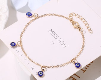 Bracciale turco con fascino malocchio, braccialetto impilabile Nazar Blue Eye, gioielli dell'amicizia in argento sterling, regalo migliore amico alla moda, regalo per lei