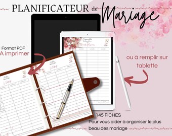 Wedding planner PDF format in French Wedding planner to print or use on digital tablet budget for your wedding