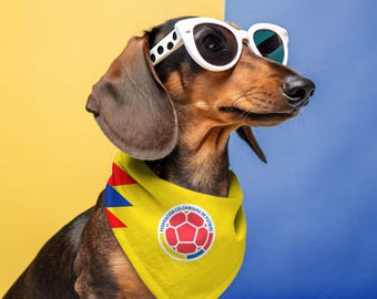 Bandana piłkarska dla zwierząt Kolumbia ~ Luis Diaz Fan Gear ~ Szalik dla psa La Tricolor