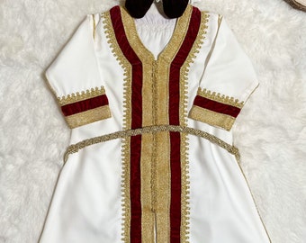 Traditionelles Marokkanisches Kleid für Mädchen, mit Gürtel und Haarband