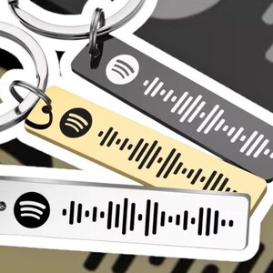 Custom Spotify Code Keychain: Engraved Stainless Steel Music Keyring