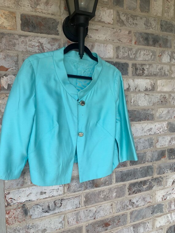 Stunning 1960s turquoise Jackie O' style  blazer … - image 1