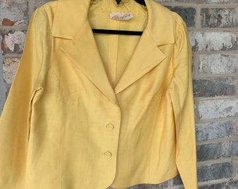 Stunning 1960s Carol Craig yellow linen blazer