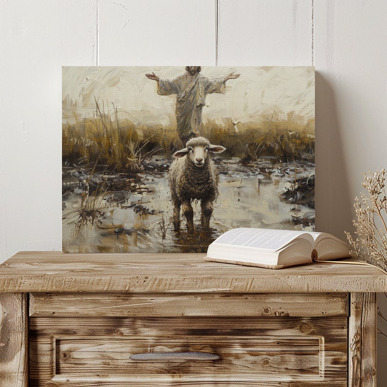 Jesus Left 99 for the 1, Canvas Wall Art, Lost Sheep, Lost Lamb, Oil ...
