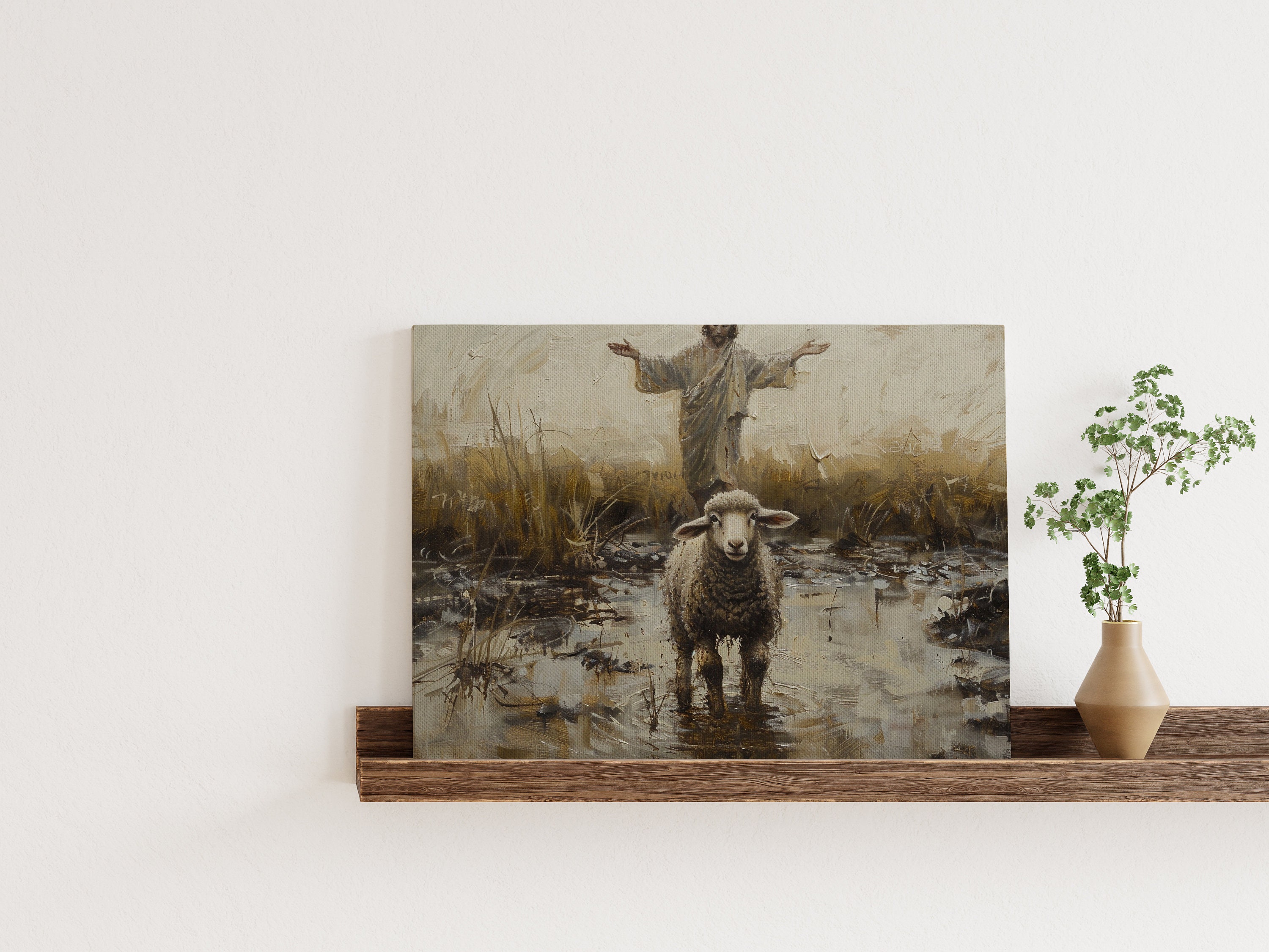 Jesus Left 99 for the 1, Canvas Wall Art, Lost Sheep, Lost Lamb, Oil ...