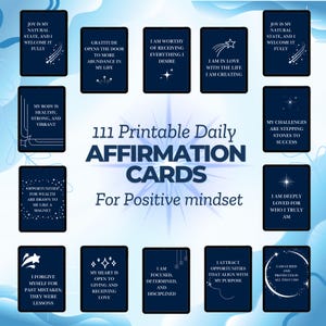 Tarjetas de afirmación, tarjetas con citas positivas, tarjetas de afirmaciones, autoestima, confianza, cuidado personal, amor propio, PDF imprimible, positividad