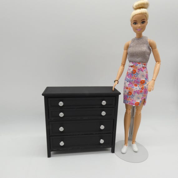 1/6 Scale Doll Furniture Decor Bedroom Black Operable Drawer