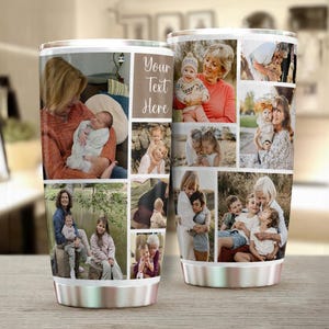 Personalized Photo Tumbler Collage, Custom Picture Tumbler With Text, Mothers Day Gift from Grandkids Picture Tumbler, New Grandma Gift