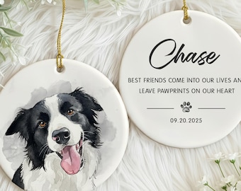 Custom Dog Memorial Ornament, Custom Pet Portrait Memorial Ornament, Loss Of Dog Ornament, Pet Loss Gift, Dog Ornament