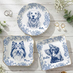 Pet Ring Dish, Custom Pet Jewelry Dish, Personalized Dog Cat Portrait Trinket Dish, Pet Memorial Ring Holder, Ceramic Gift for Pet Owner