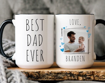 Best Dad Ever Mug, Happy Father's Day Mug Gift For Dad,  Personalized Mug For Dad, Custom Dad Mug with  Kids Name And Photo, Grandpa Gifts