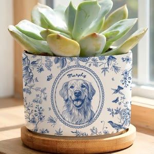 Personalized Pet Portrait Planter, Pet Succulent Planter, Dog Memorial, Dog Remembrance Gift, Gift for Pet Lovers, Pet Home Decor