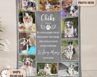 Custom Pet Photo Blanket, Pet Memorial Blanket, Dog Loss Pet Memory Gifts For Dog Mom Dad Bereavement Gift, Gift For Pet Owner