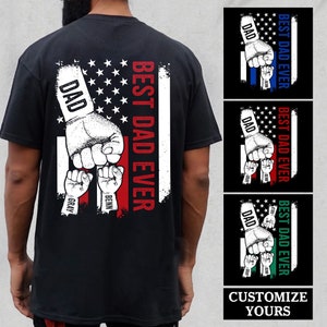 Custom Kid Names Gift For Daddy, Personalized Dad Raised Fist Bump T-Shirt, Best Dad Ever Shirt, Father&#39;s Day Gift, Dad Kids Matching Tshirt
