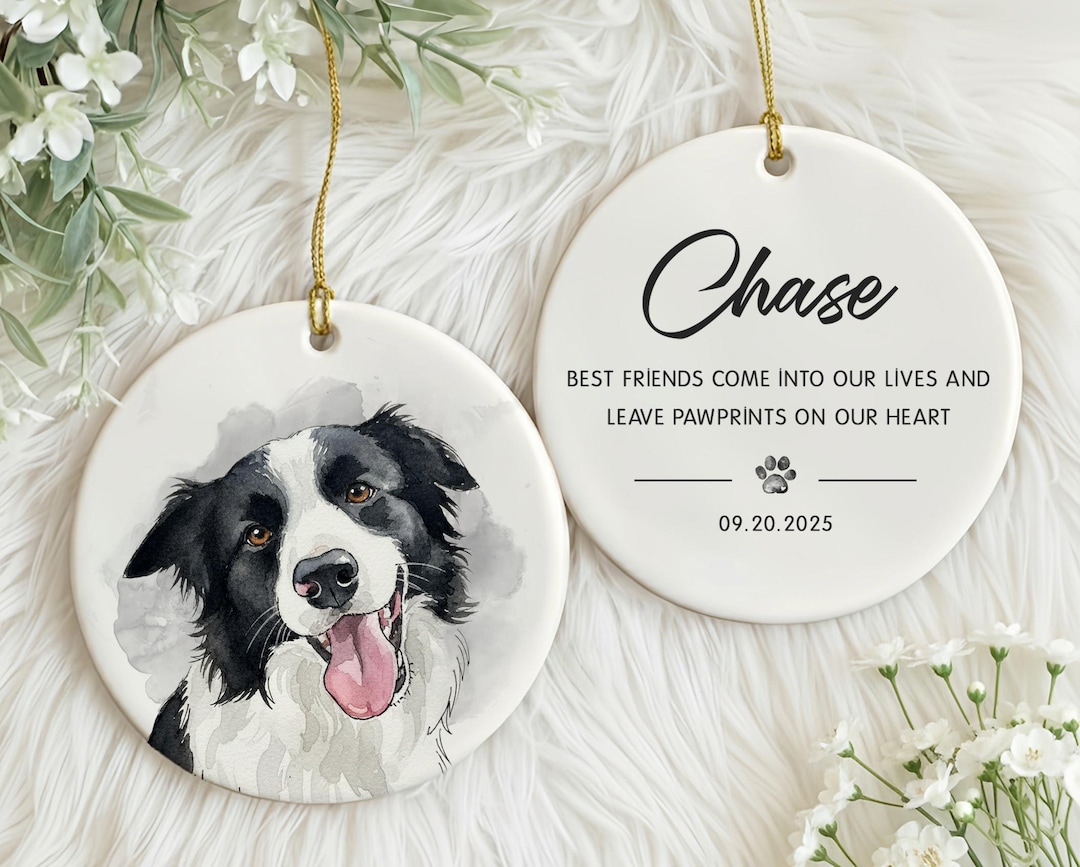 Custom Dog Memorial Ornament, Custom Pet Portrait Memorial Ornament ...