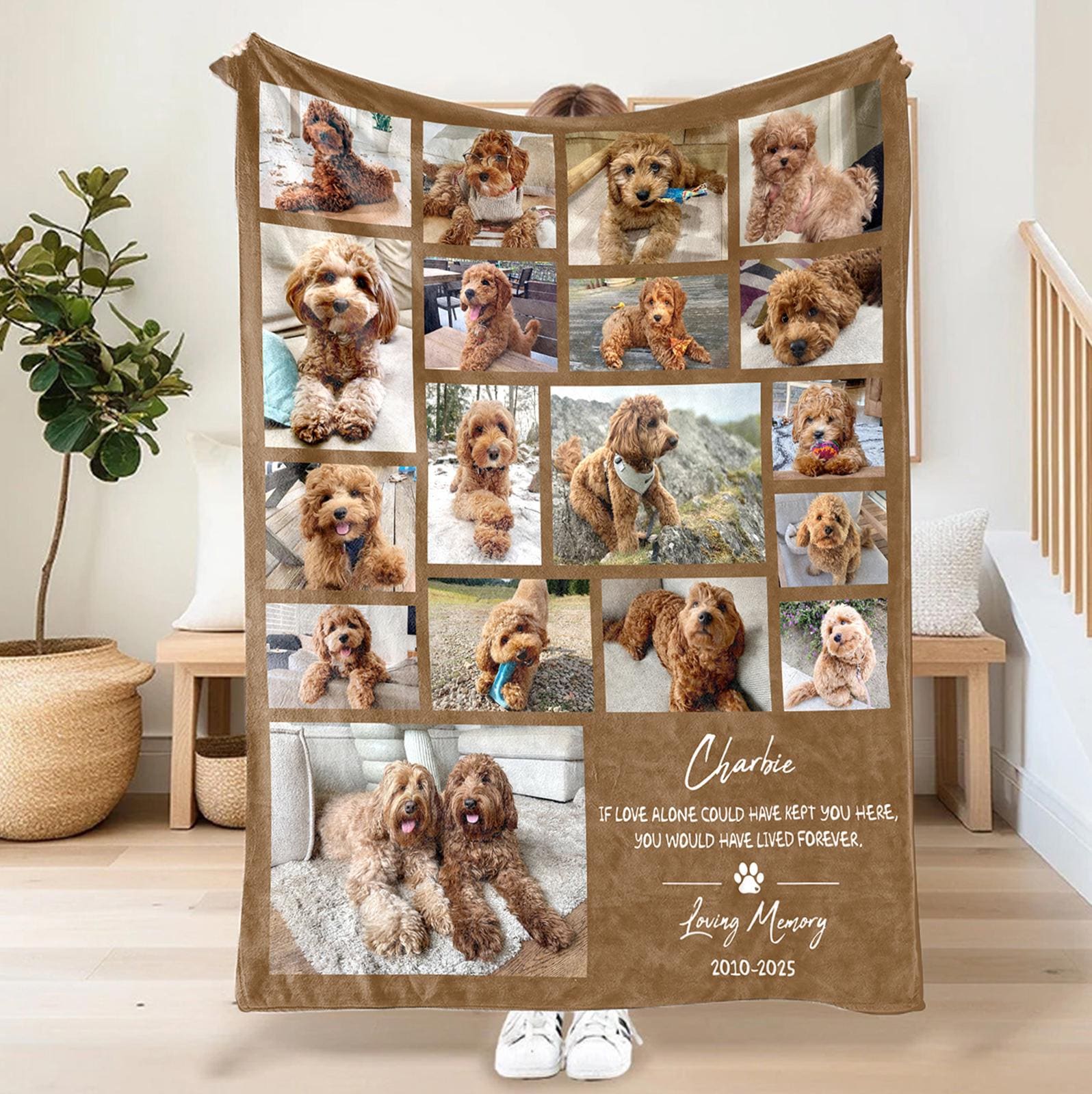 Custom Pet Memorial Photo Blanket, Personalized Dog Memorial Blanket ...