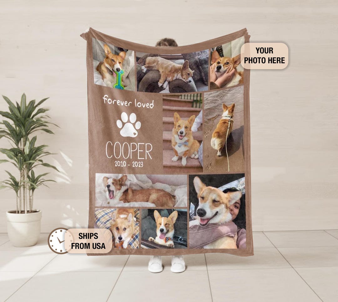 Custom Pet Memorial Photo Blanket, Personalized Dog Memorial Blanket ...