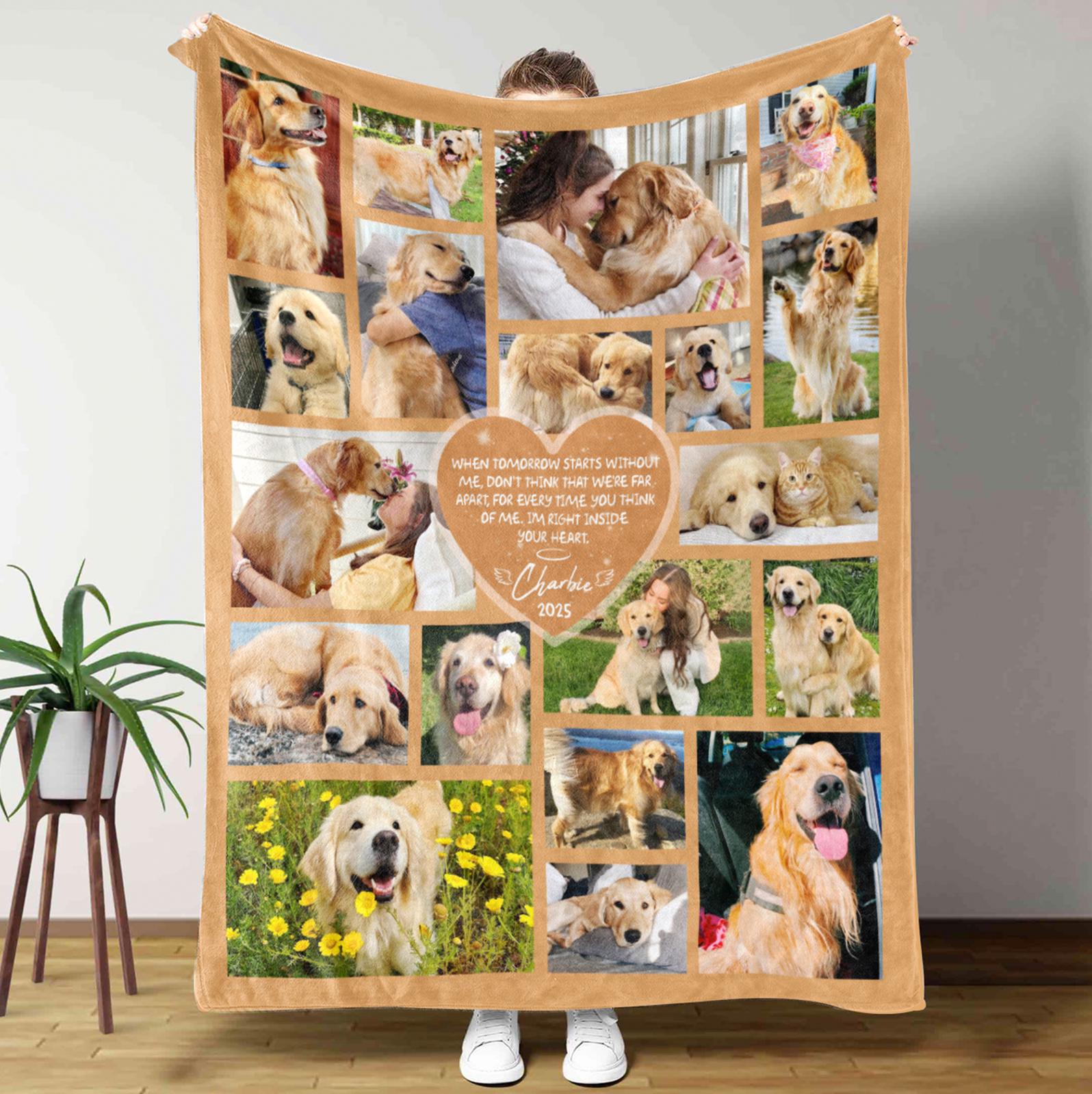 Custom Pet Memorial Photo Blanket, Personalized Dog Memorial Blanket ...