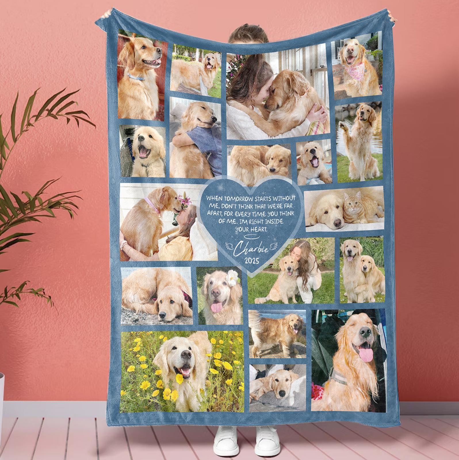 Custom Pet Memorial Photo Blanket, Personalized Dog Memorial Blanket ...