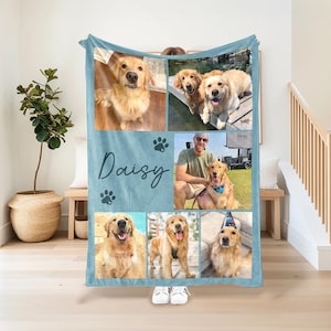 Custom Pet Blanket, Personalized Pet Photo Blanket, Dog Memorial Blanket, Gift For Dog Mom, Pet Keepsake, Loss Of Pet Memorial Gifts
