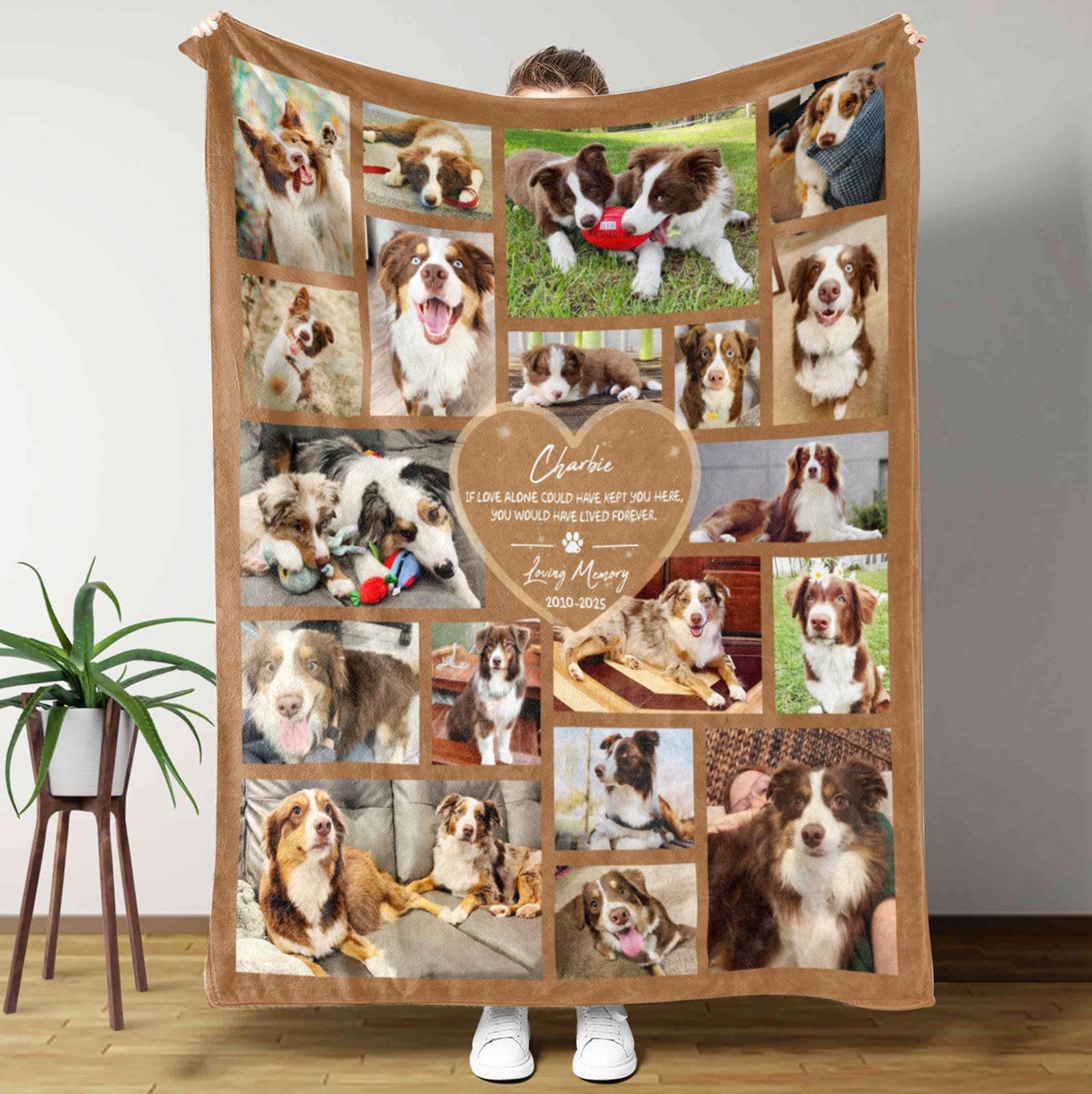 Custom Pet Memorial Photo Blanket, Personalized Dog Memorial Blanket ...