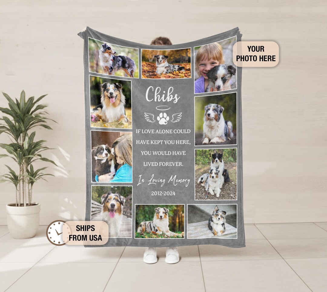 Custom Pet Photo Blanket, Pet Memorial Blanket, Dog Loss Pet Memory ...