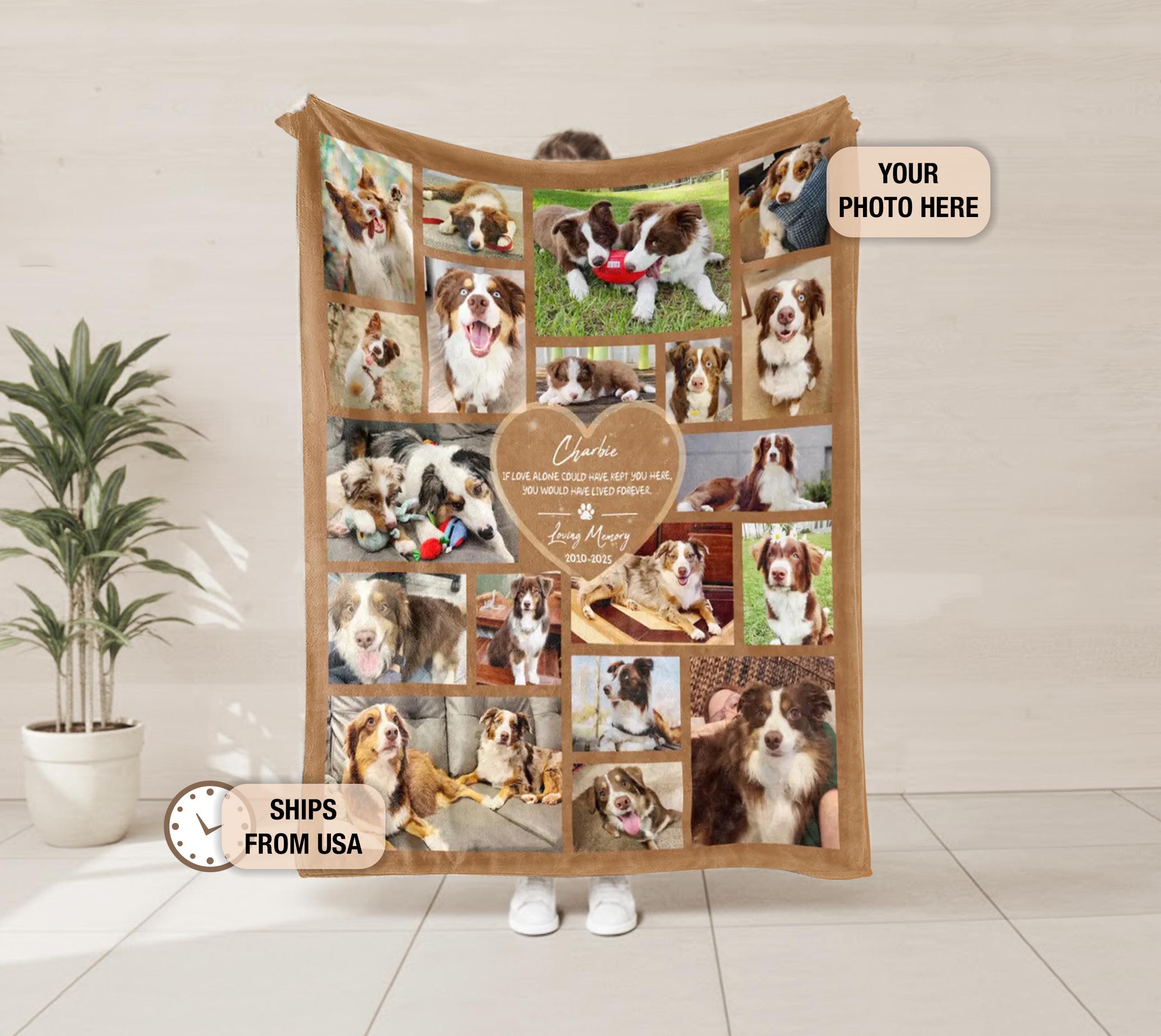 Custom Pet Memorial Photo Blanket, Personalized Dog Memorial Blanket ...