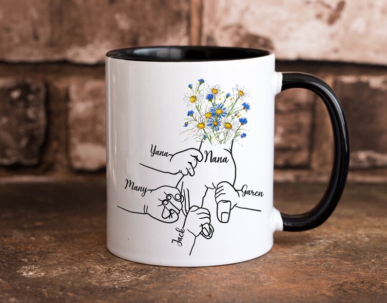 Personalized Nana Holding Kids Hands Mug, Custom Grandma Mug, Gifts For Grandma, Holding kid hands Mom Grandma Mug, Custom Kidnames Hand Mug image 6