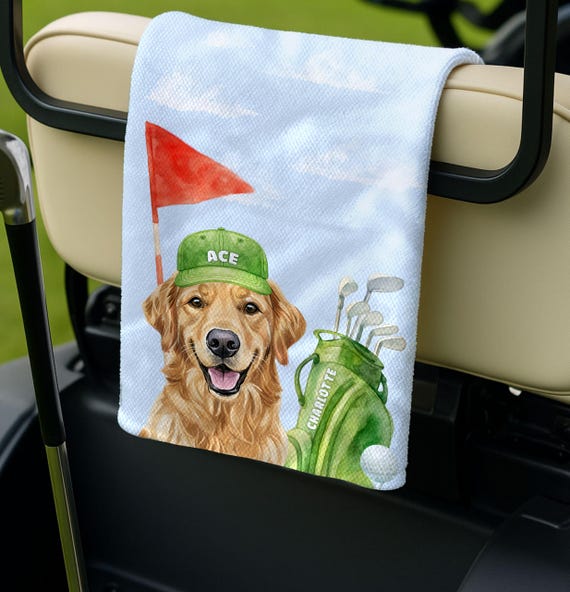 Personalized Golf Gift for Dog Dad, Custom Dog Golf Towel, Funny Golfer Gift for Him, Pet Photo Towel