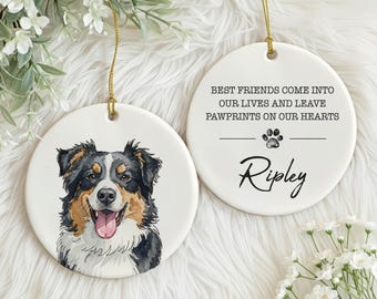 Custom Pet Memorial Ornament, Dog Remembrance Ornament, Personalized Dog Portrait Memorial Ornament, Loss Of Dog Ornament, Dog Ornament