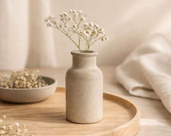 Small Concrete Bud Vase: Nordic Minimalist Home Decor