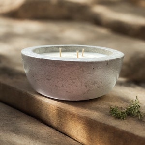 Citronella candle in concrete bowl, Outdoor Scented candle bug repellent, Soy candle natural mosquito repellent