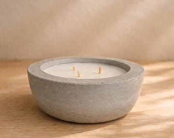 Große Sojawachskerze im Betongefäß: Aromatherapie Wohndekor