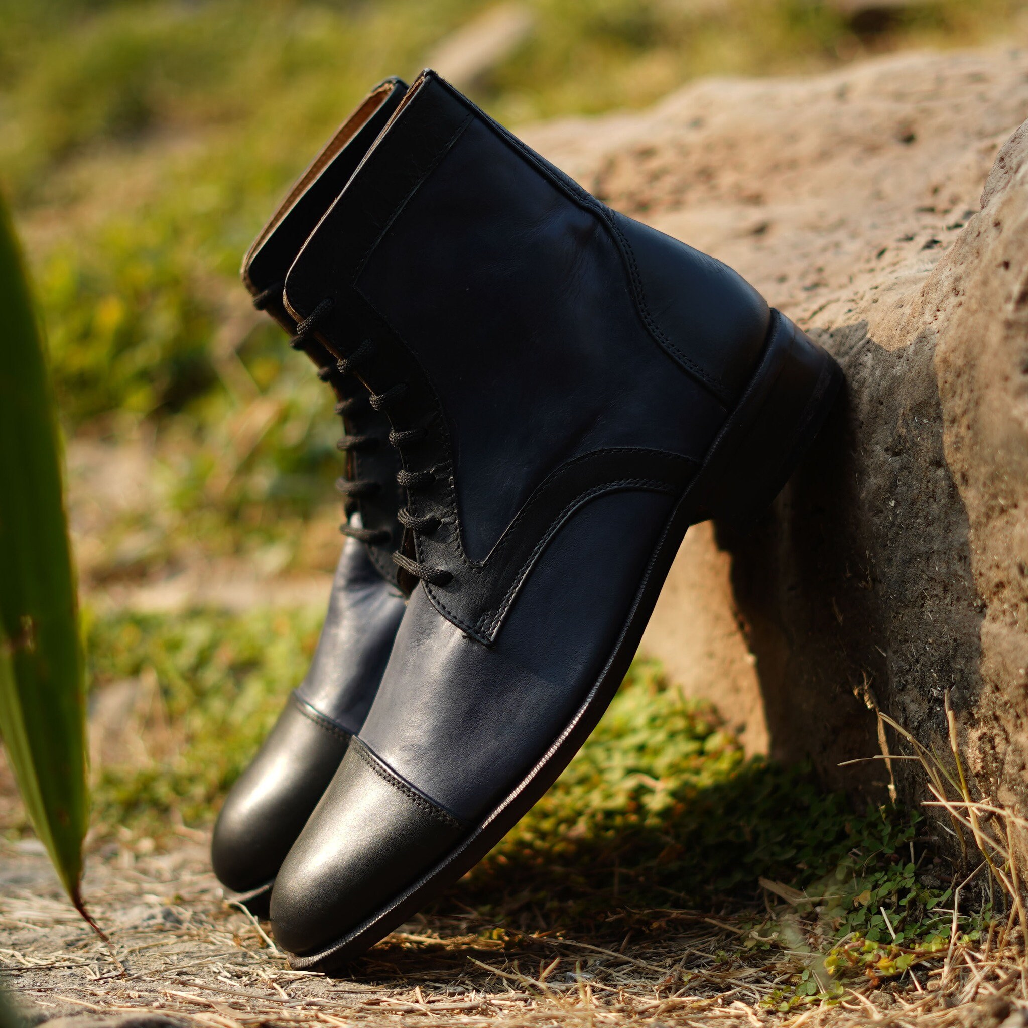 Handamde Handamde Men Black Custom Handmade Pure Leather Laceup Boots - Etsy