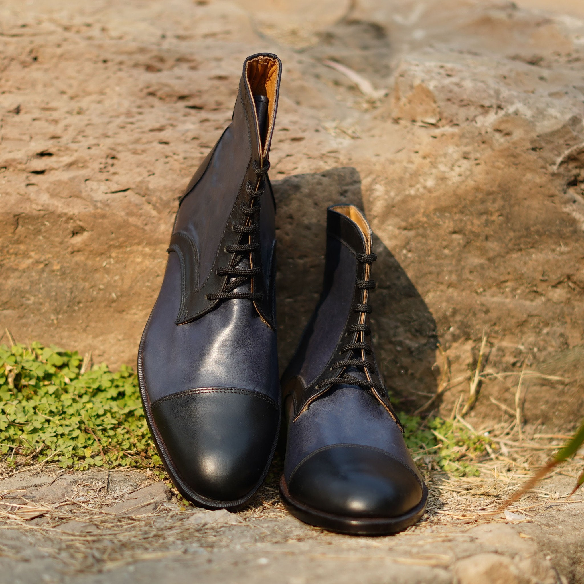 Handamde Handamde Men Black Custom Handmade Pure Leather Laceup Boots - Etsy