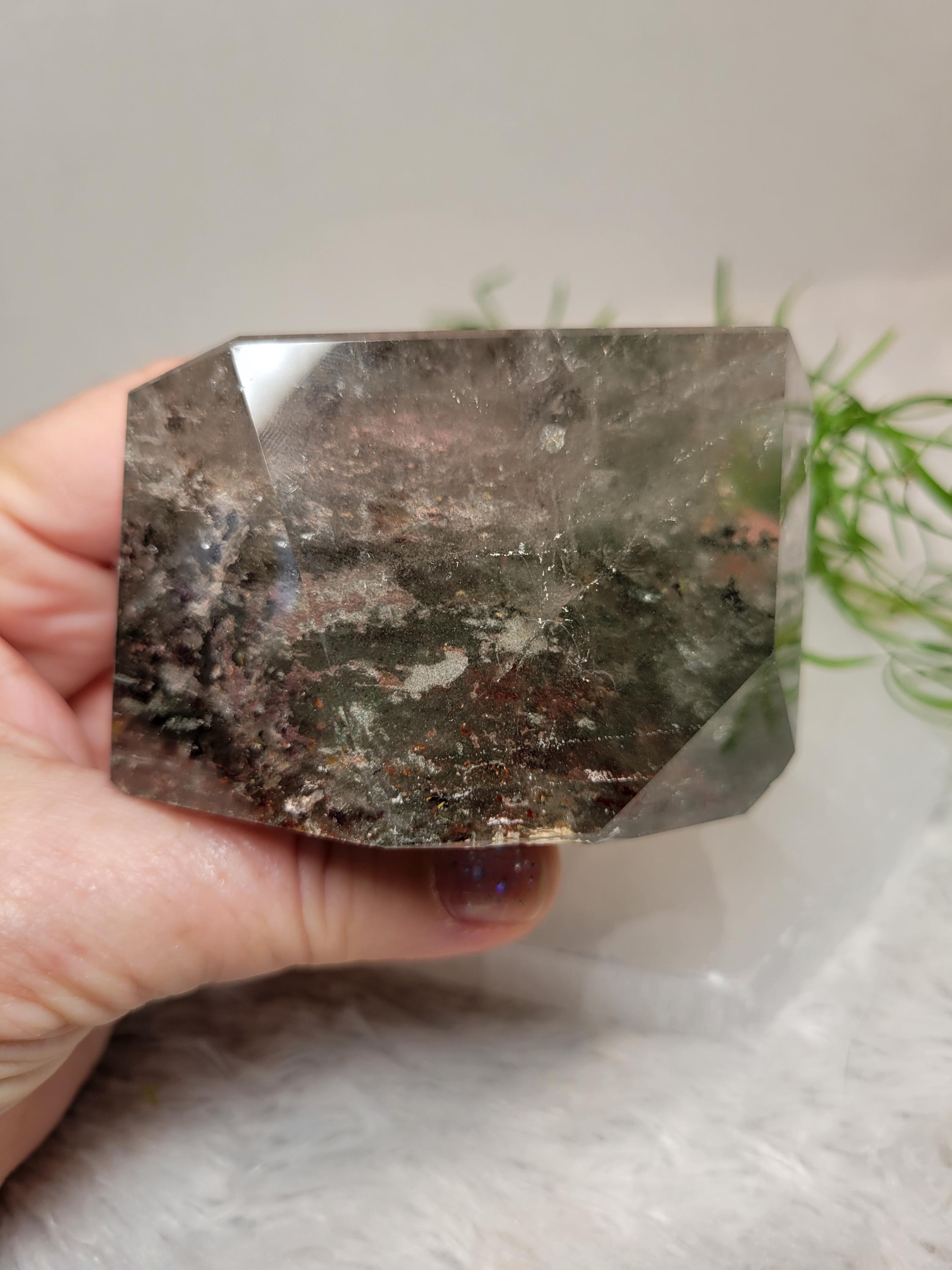 Garden Quartz Crystal: Xlarge Thousand Layer Lodolite, Rainbow