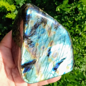 Rainbow Flash Labradorite Statement Piece: Polished Freeform Crystal, 3.8&quot;