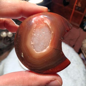 Carnelian Crystal Moon With Druzy