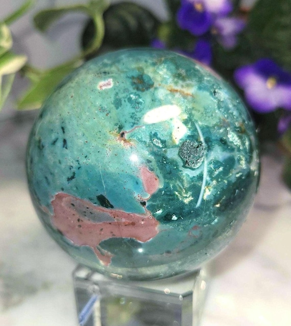 Ocean Jasper Crystal Sphere With Druzies: 3
