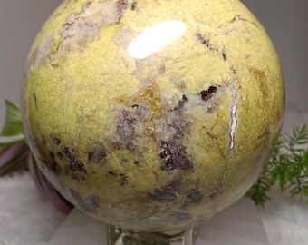 Green Opal Sphere With Shiny Hematite Inclusions:xlarge 3.9