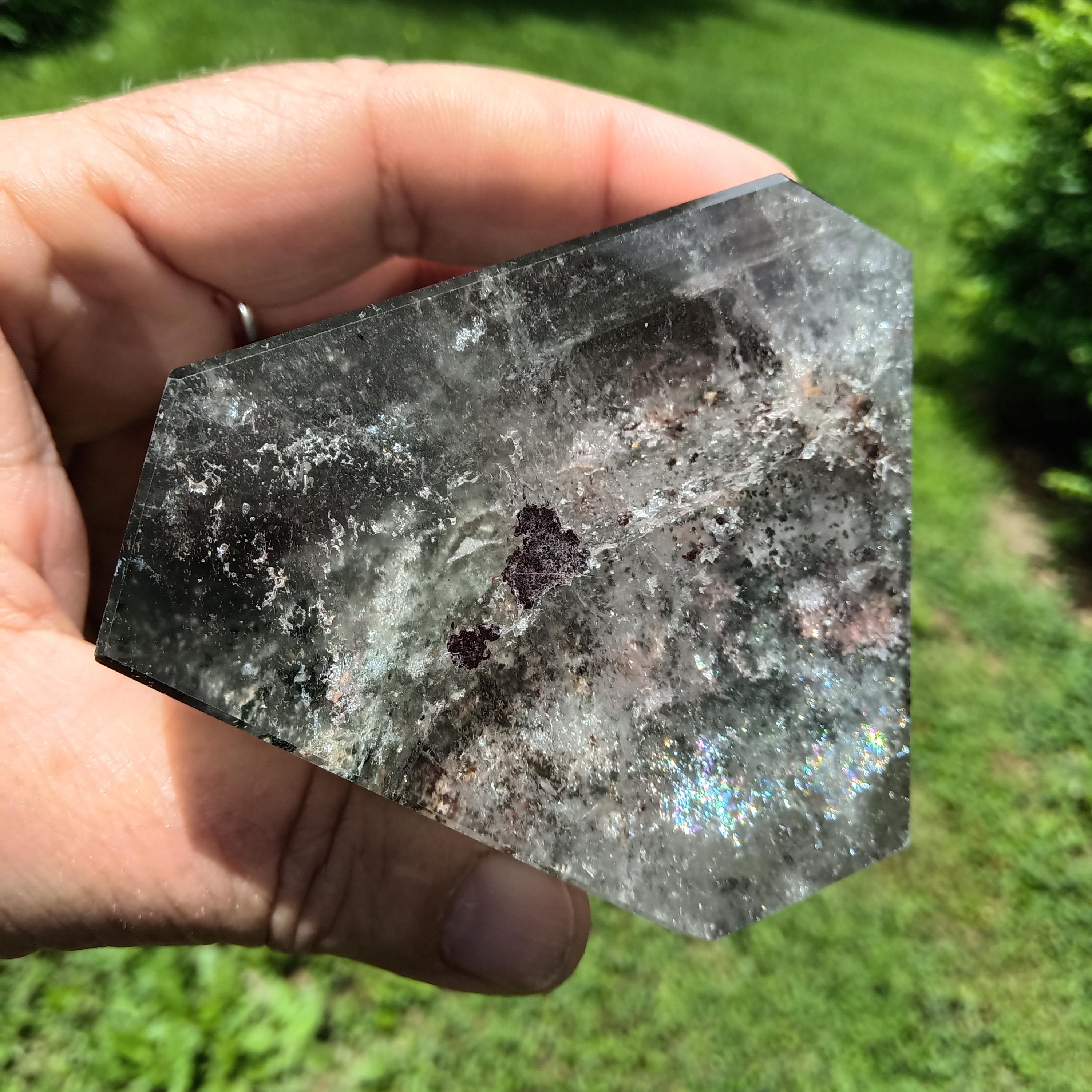 Garden Quartz Crystal: Xlarge Thousand Layer Lodolite, Rainbow