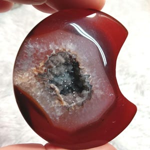 Carnelian Crystal Moon With Druzy