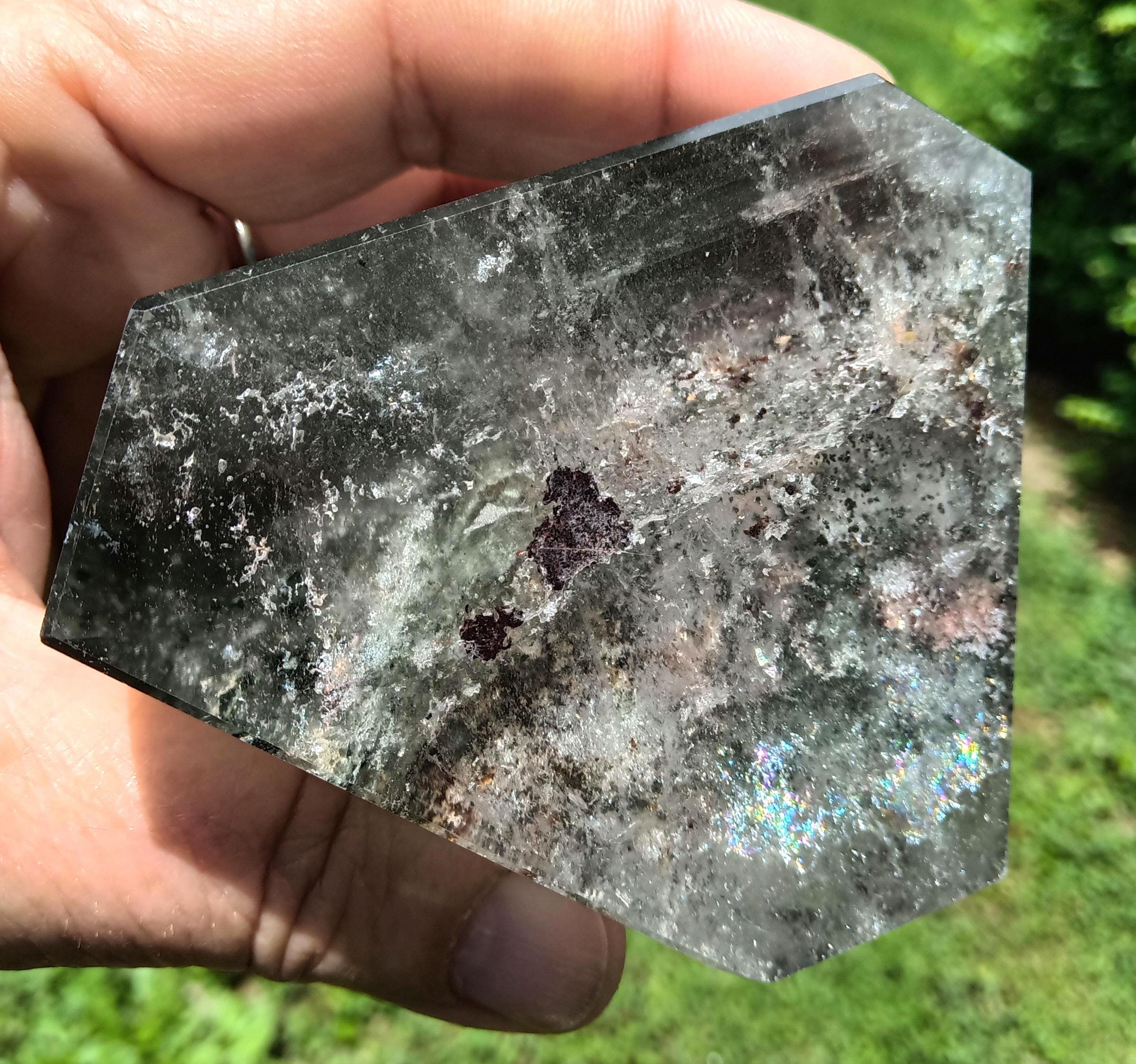 Garden Quartz Crystal: Xlarge Thousand Layer Lodolite, Rainbow Garden Quartz Crystal: Xlarge Thousand Layer Lodolite, Rainbow
